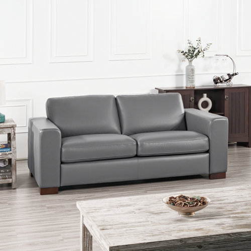 Sonam Oversized Genuine Leather Loveseat Sofa%2C Modern Small Couch%2C Reversible Cushions 